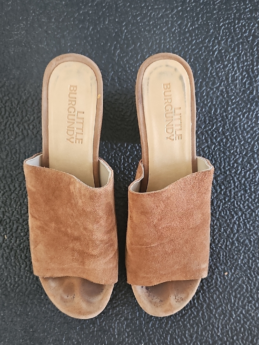 Women's Suede Slide Mules in Tan